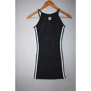 Adidas Womens Rib Tank Dress Black Size XSmall XS Stripes On Side Casual Wear